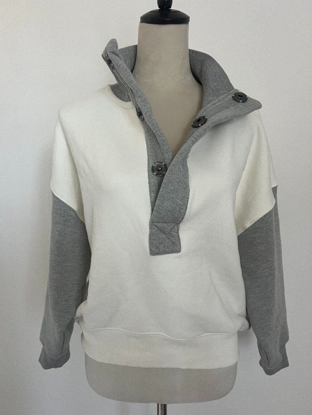 Free People NWT Colorblock Pullover Grey and White Combo Size XS